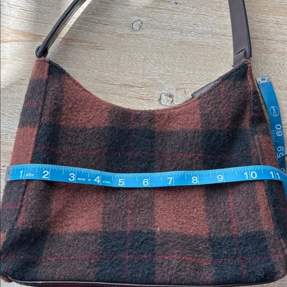 Vintage Plaid Wool Shoulder Bag - Brown and Black - Picture 14 of 16